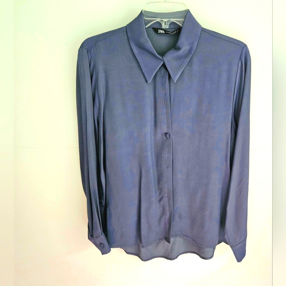 Zara  Satin Button Down Top